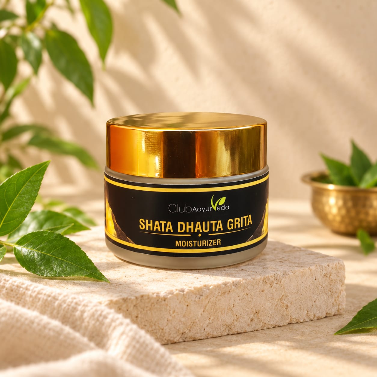 Botanical Ayurvedic Digestive Herbs and Brass Bowl